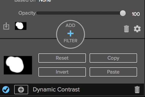 Layer mask panel in the effects module