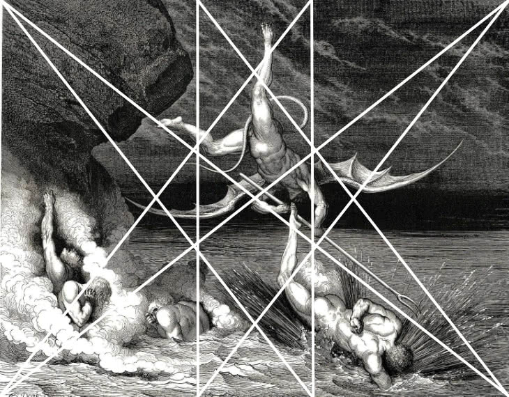 Illustration zu Dantes Inferno it Grundgerüst